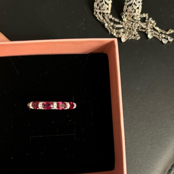 Size 7 raspberry , topaz and CZ ring - Picture 3 of 4